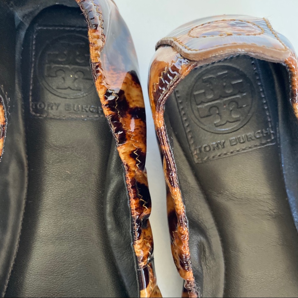 TORY BURCH Leopard Patent Flats Round Toe 6.5 - Picture 8 of 9